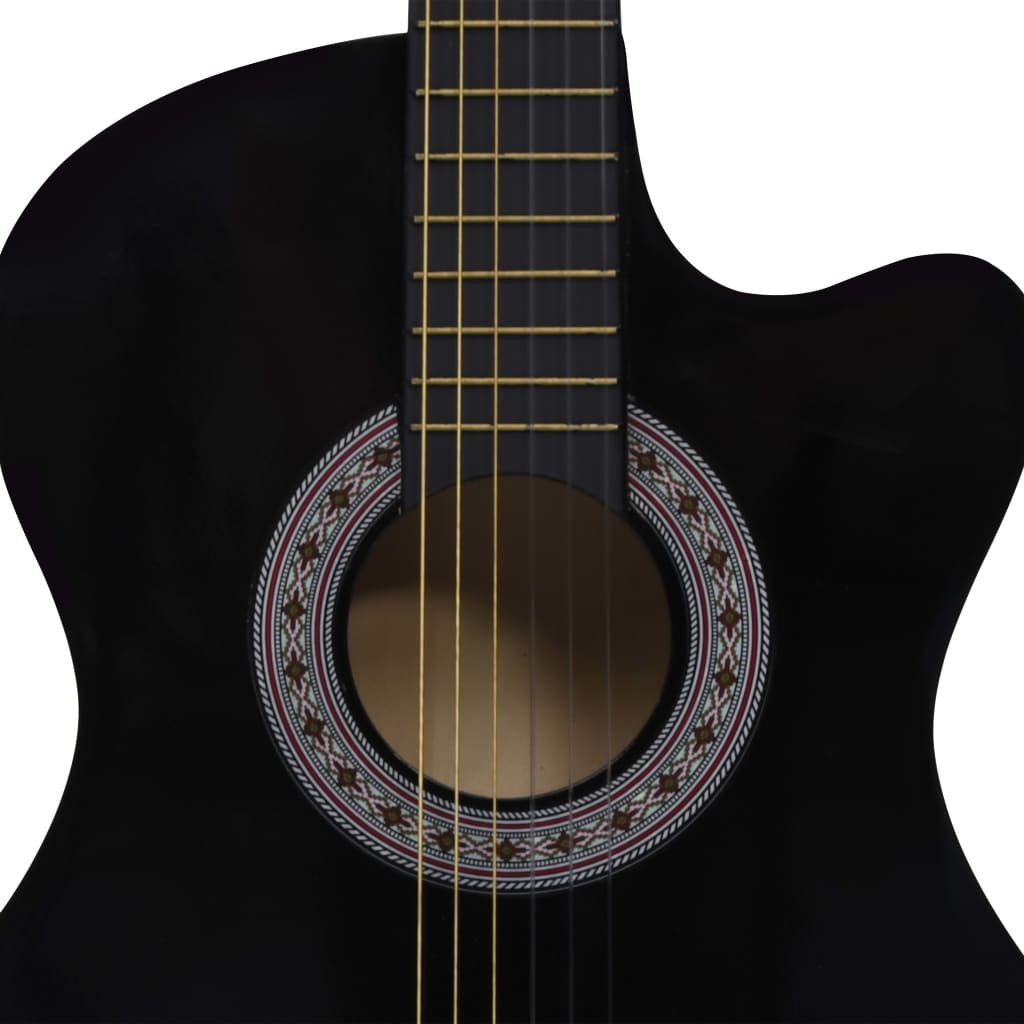 Western Acoustic Cutaway Guitar with 6 Strings Black 38"